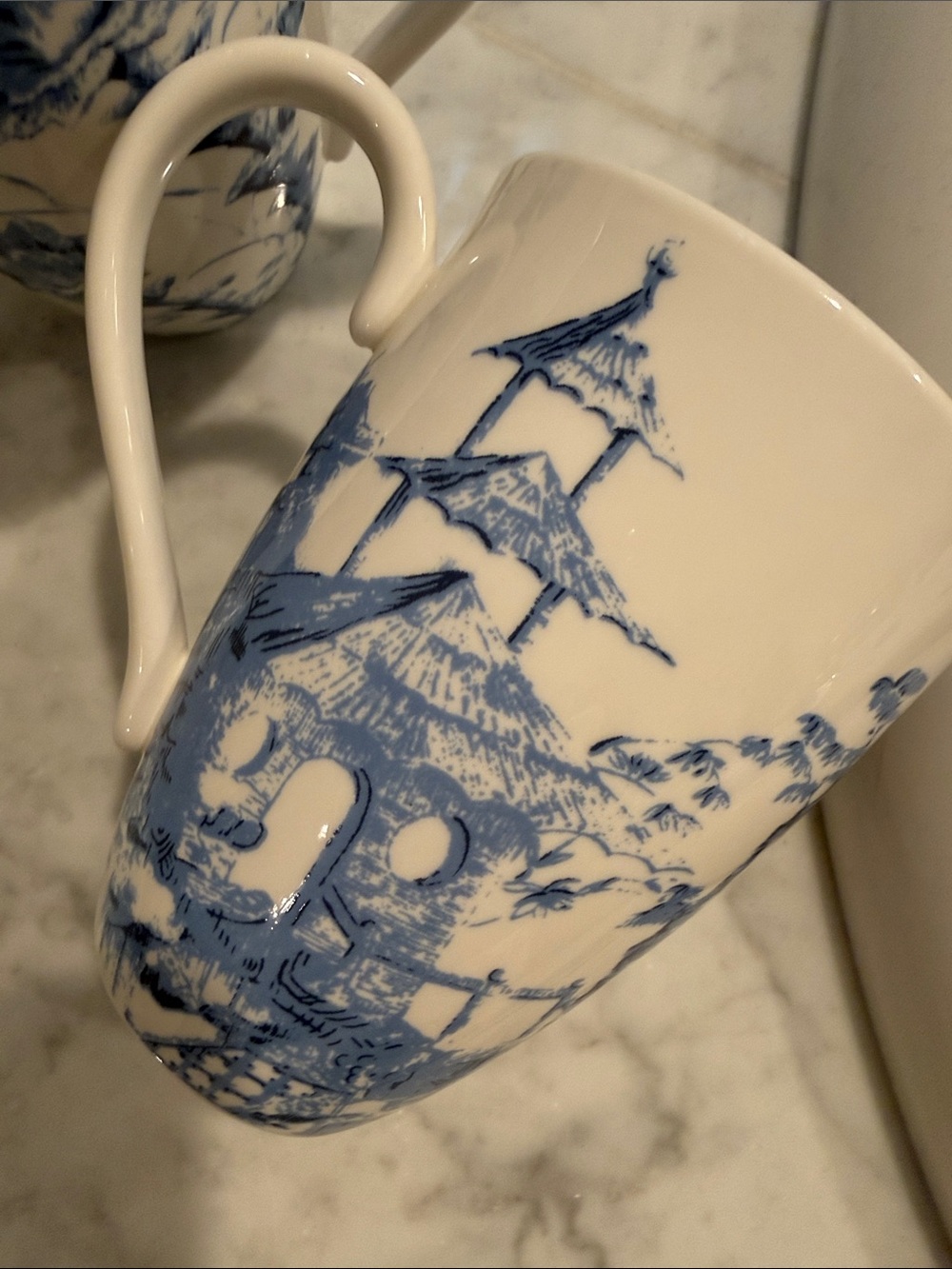 SCALAMANDRE by LENOX Toile Tale Blue 3 Mugs in Chinoiserie Pattern:  L TOTAM